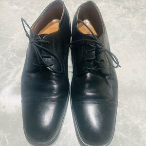 Johnston & Murphy Mens Size 12 M Oxford Black Leather Comfort Lace-Up Shoes